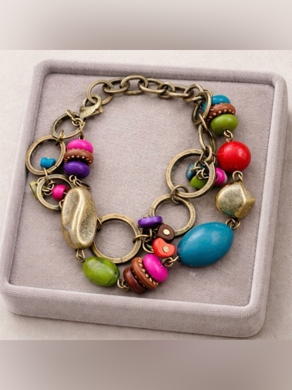 Premier Designs PARADE Multi-Strand Antique Bronze Beaded Bracelet NWOT 7" #499